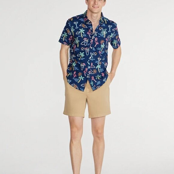 Chubbies The One Man Wolf Pack Friday Shirt The Neon Lights Medium NWT - Picture 2 of 11